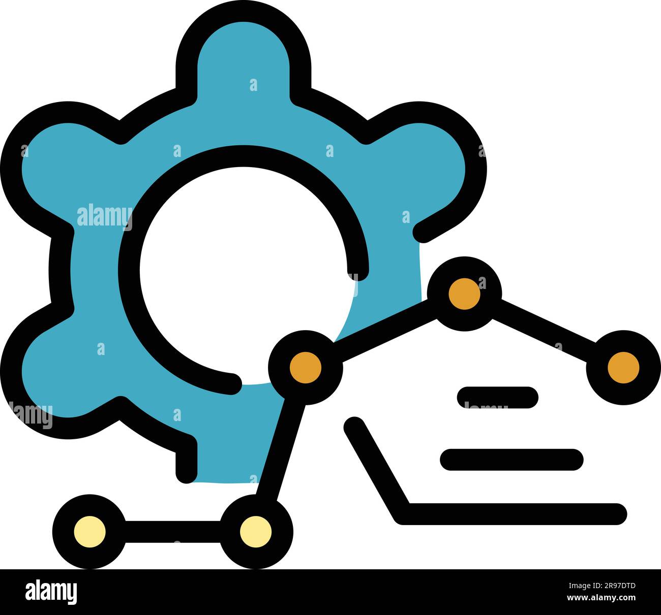 Gear management graph icon outline vector. Online business. Work ...