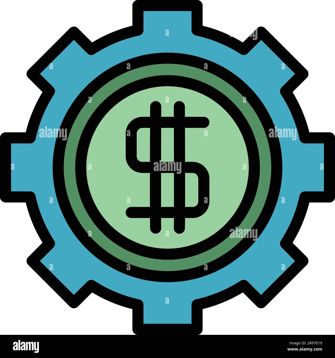 Finance gear icon outline vector. Job dashboard. Work project color