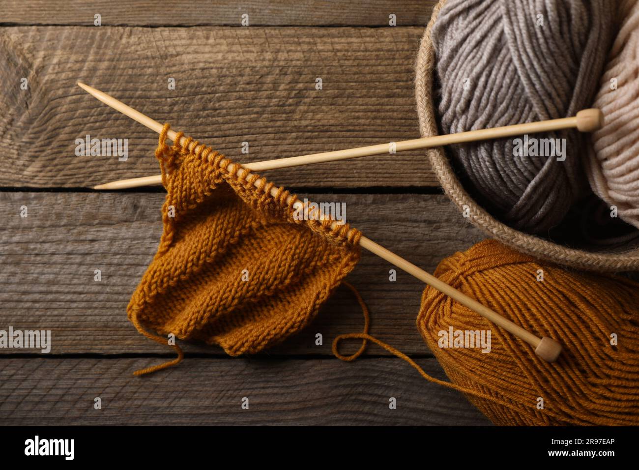 From above closeup colorful soft yarn for knitting clothes Stock Photo -  Alamy