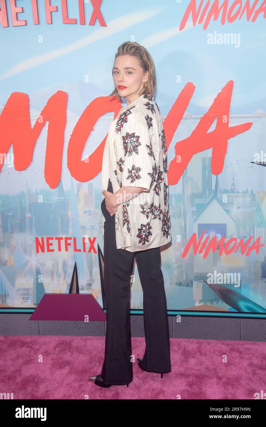 New York, United States. 24th June, 2023. Chloe Grace Moretz attends the New York Screening of Netflix's 'Nimona' at AMC Lincoln Square Theater in New York City. (Photo by Ron Adar/SOPA Images/Sipa USA) Credit: Sipa USA/Alamy Live News Stock Photo