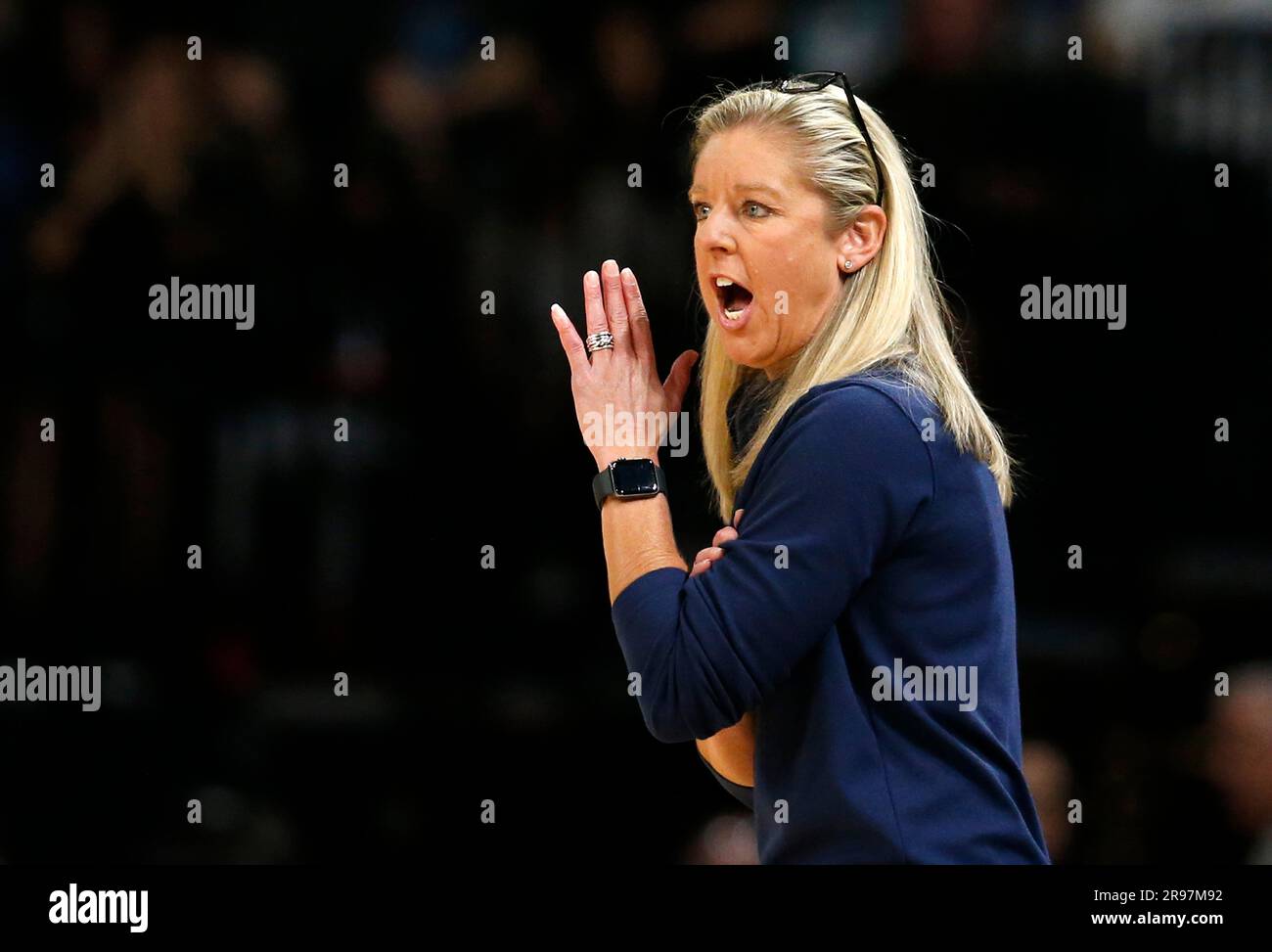 Indiana Fever head coach Christie Sides calls to players during the