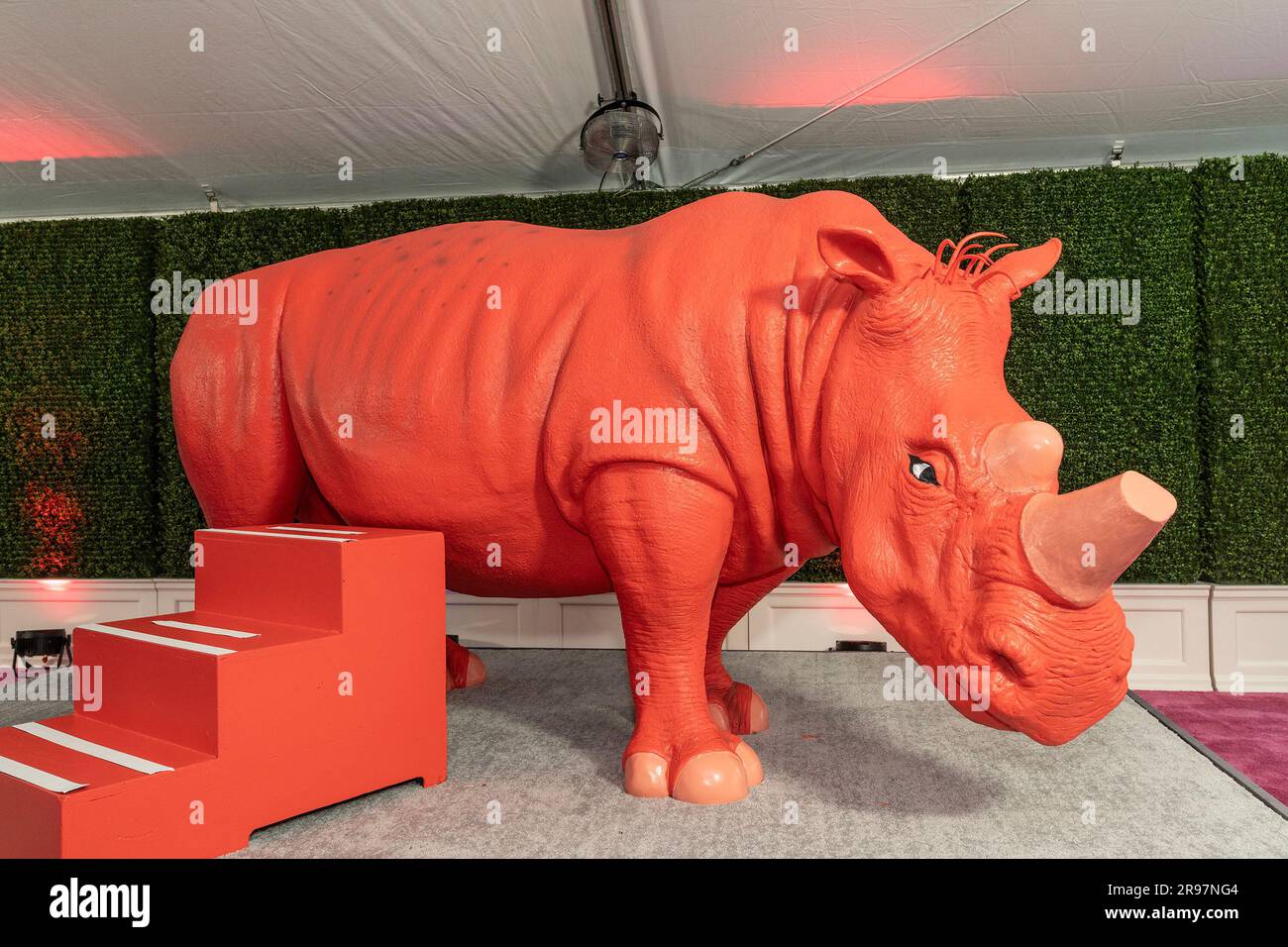 June 24, 2023, New York, New York, United States: Sculpture of Rhinoceros  installed at special screening of Netflix's Nimona in New York at AMC  Lincoln Square (Credit Image: © Lev Radin/Pacific Press