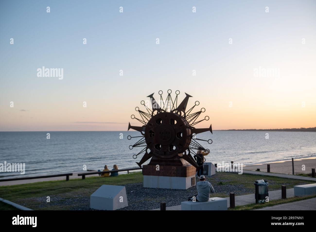 Atlantida, Uruguay : 2023 May 2 : Statue dedicated to the sun in Atlantida made by Carlos Paez Vilaro on the Gold Coast in Uruguay. Stock Photo