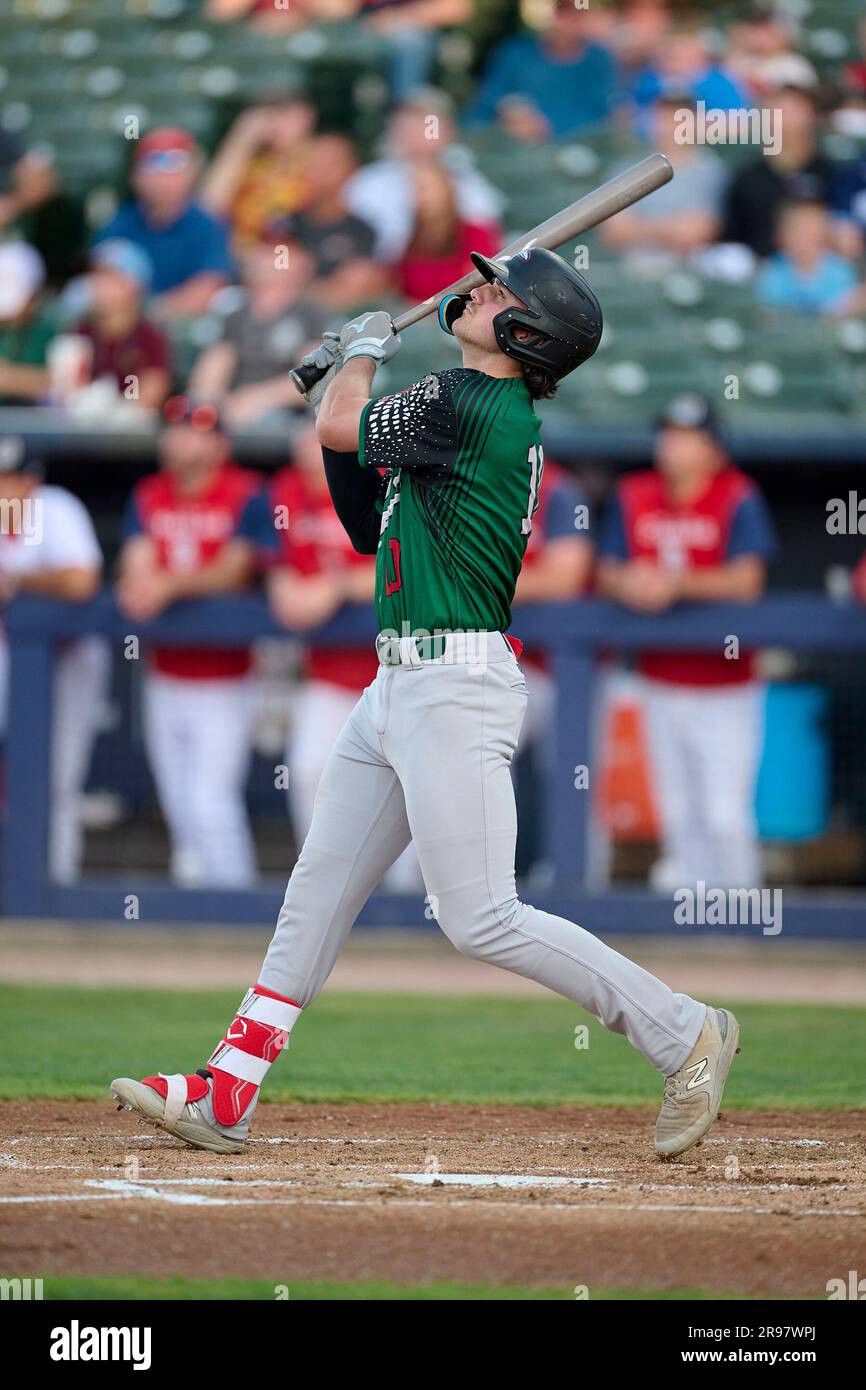 Great Lakes Loons Alex Freeland (10) at bat during an MiLB Midwest