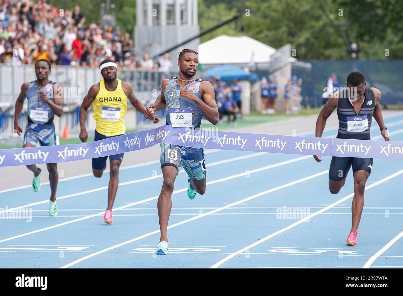 June 24, 2023 NOAH LYLES (United States) wins Men's 200 m during USATF
