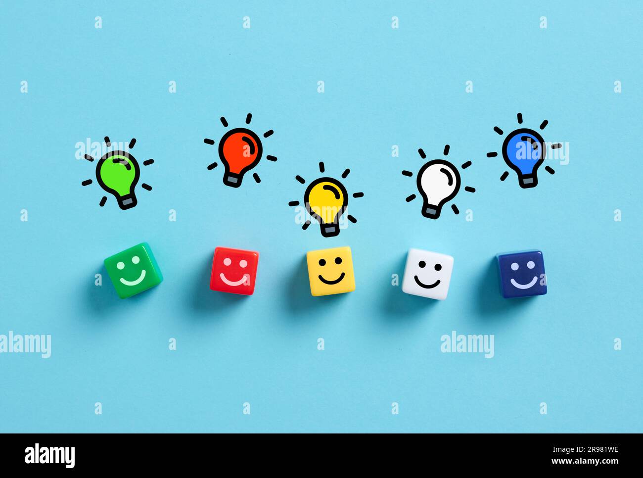 Brainstorming and generating different creative ideas. Idea variation ...