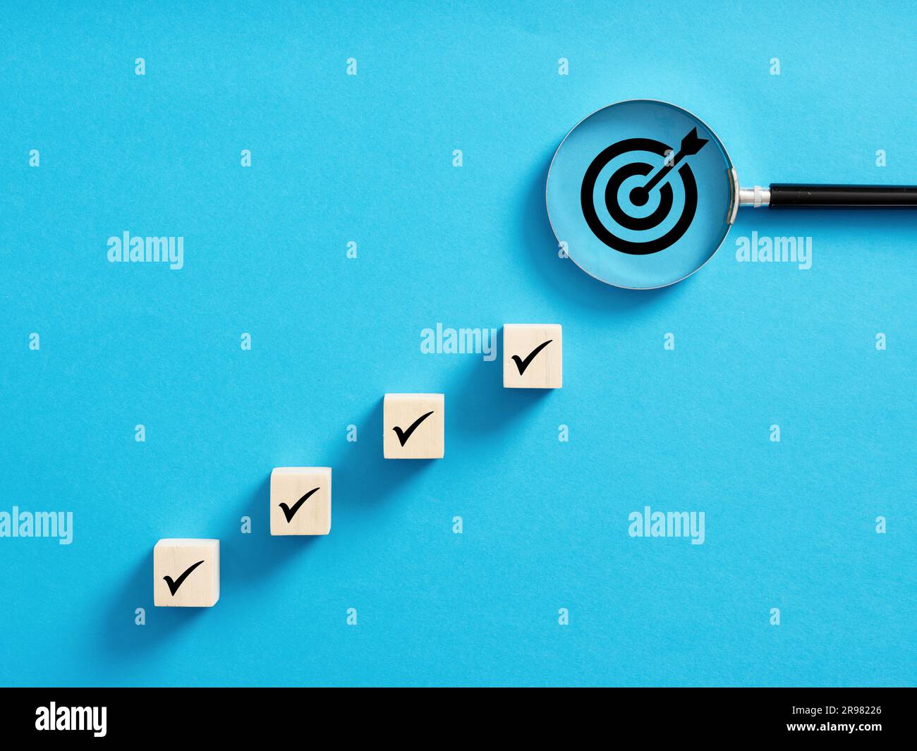 Steps for goal achievement and business success. Project tracking and