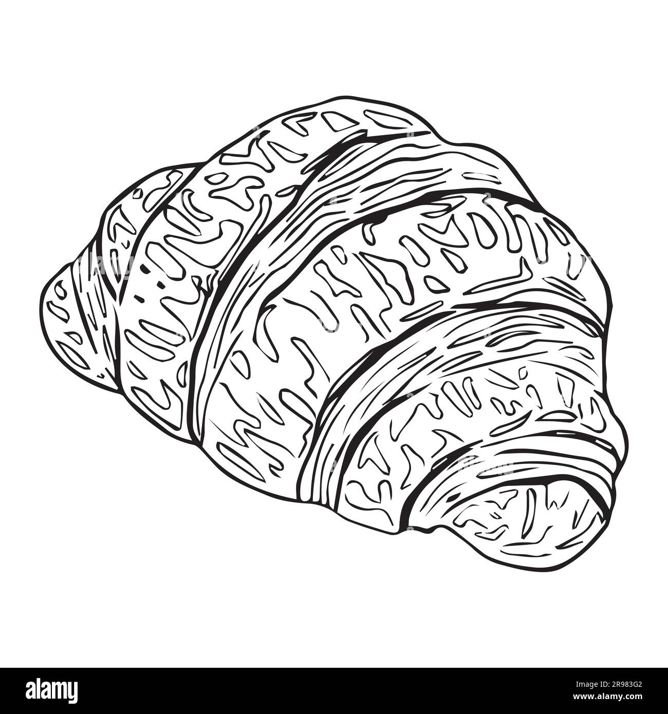 croissant hand-drawn drawing engraving in retro style, vector ...