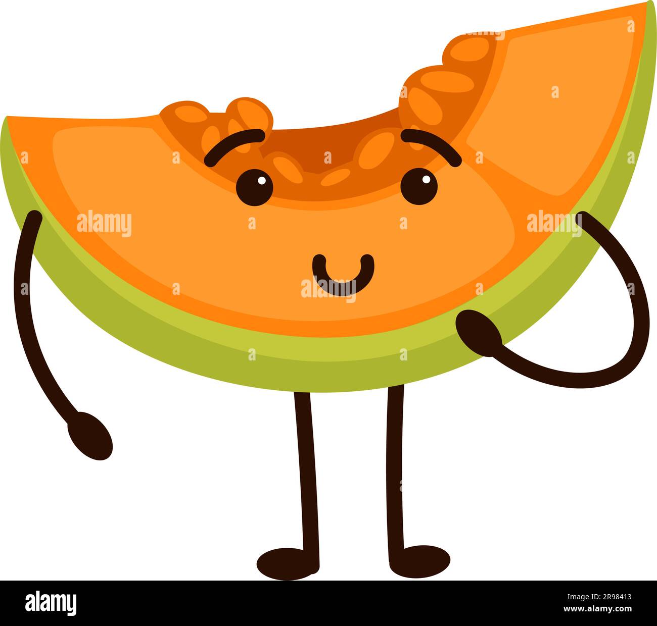 Funny fruit cartoon character, melon slice vector Stock Vector