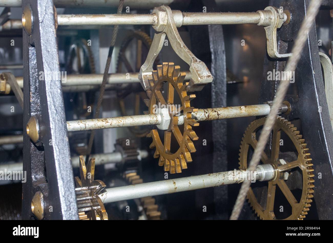 The mechanism inside the tower clock Stock Photo Alamy