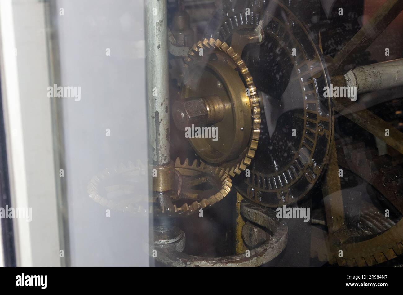 The mechanism inside the tower clock Stock Photo Alamy