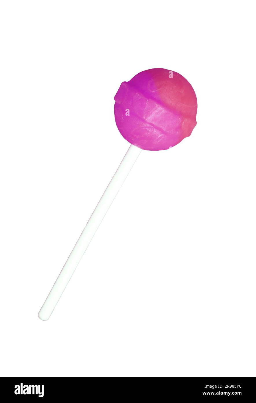Pink and Purple Lollipop Candy Isolated on White Background Stock Photo