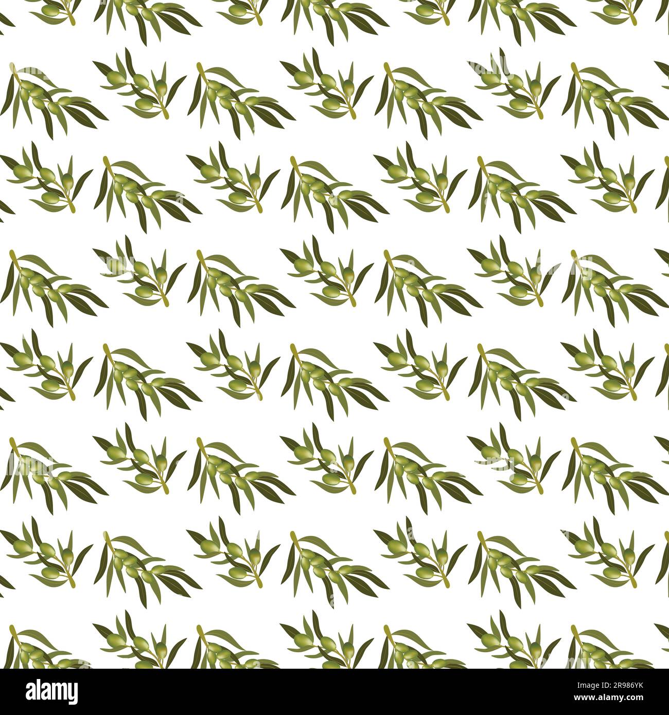 Seamless pattern with olive branch and green olives Stock Vector