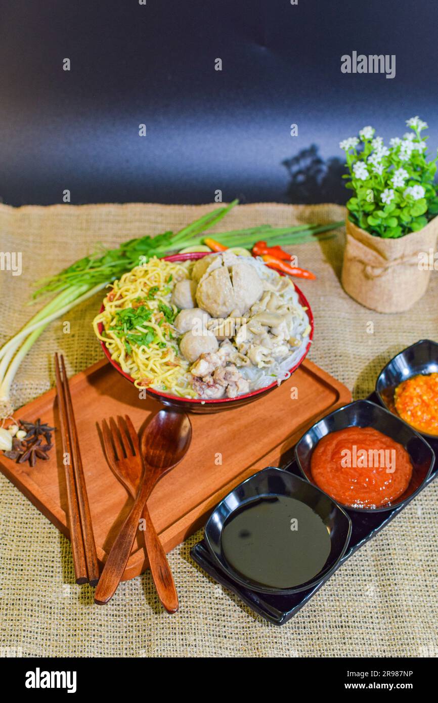 Indonesian Food: Photo products of various variants of Meatballs with