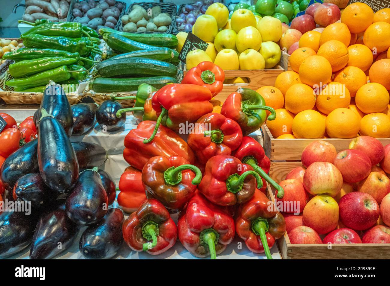Fruits and vegetables for sale at a market Stock Photo Alamy