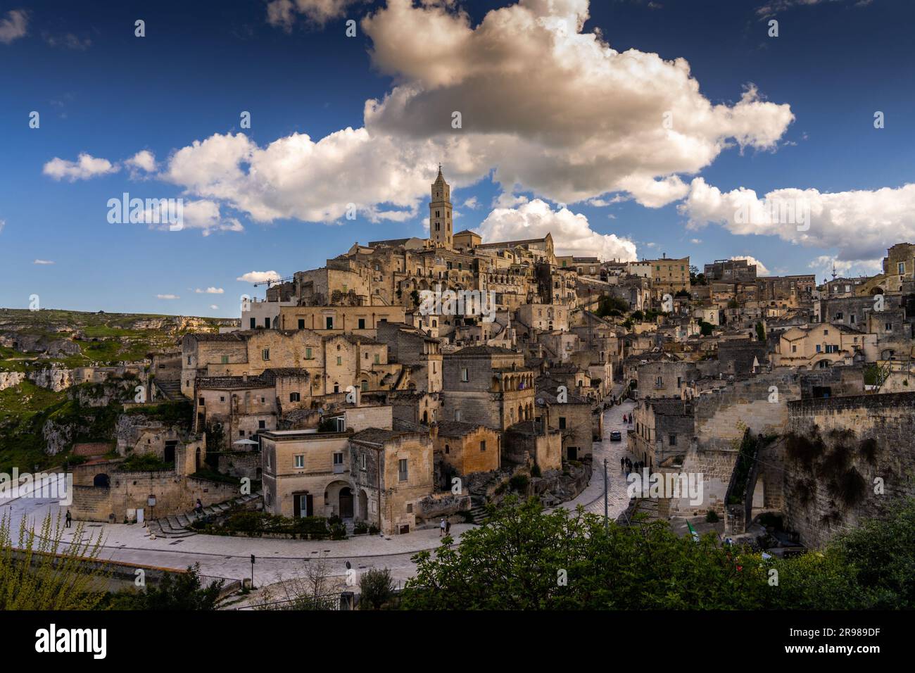 The medieval town of Matera in the  Italian region of Basilicata. It is known for the Sassy, caves excavated on the sides of the hill. Stock Photo