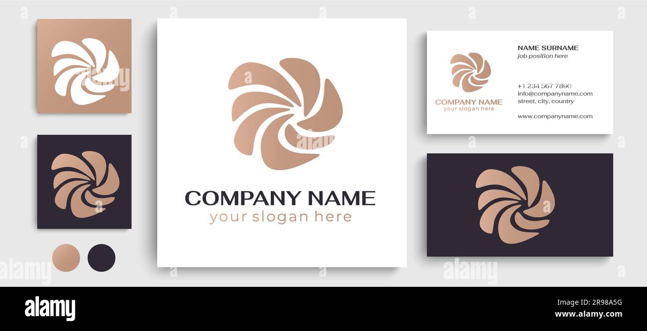 Round spiral logo. Swirling elegant waves of fabric. Template for creating  a unique luxury design, logo, fashion, studio, boutique, spa center. Vector  Stock Vector Image \u0026 Art - Alamy, image size:1300x667