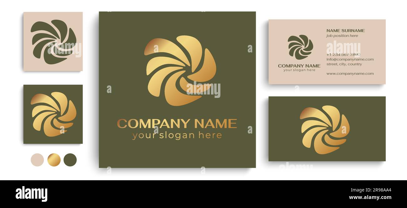 Round spiral logo. Swirling elegant waves of fabric. Template for creating  a unique luxury design, logo, fashion, studio, boutique, spa center. Vector  Stock Vector Image \u0026 Art - Alamy, image size:1300x667