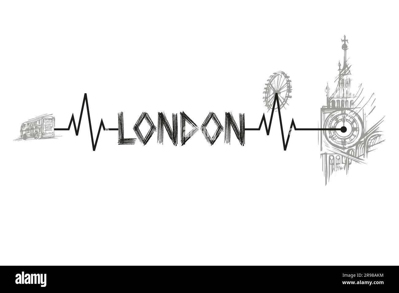 london cityscape line vector. sketch style british landmark illustration Stock Vector