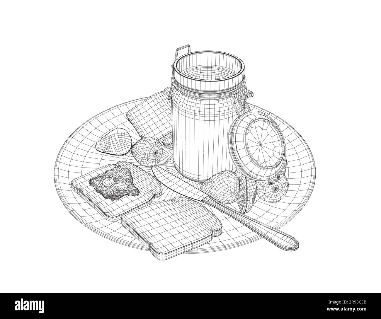 Wireframe healthy morning food and breakfast meals hand drawn with ...