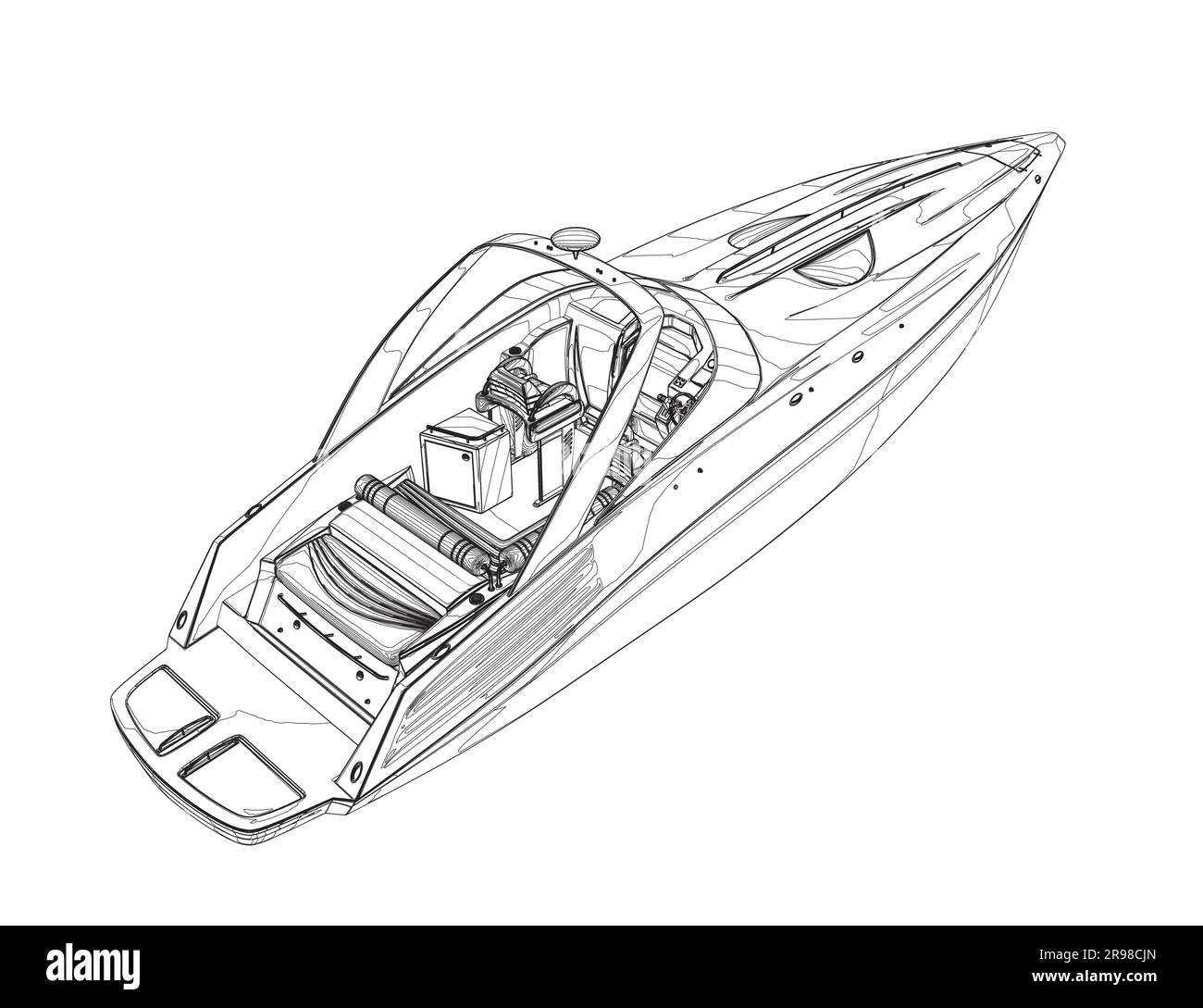 Motor boat sketch coloring book isolated object Vector Image