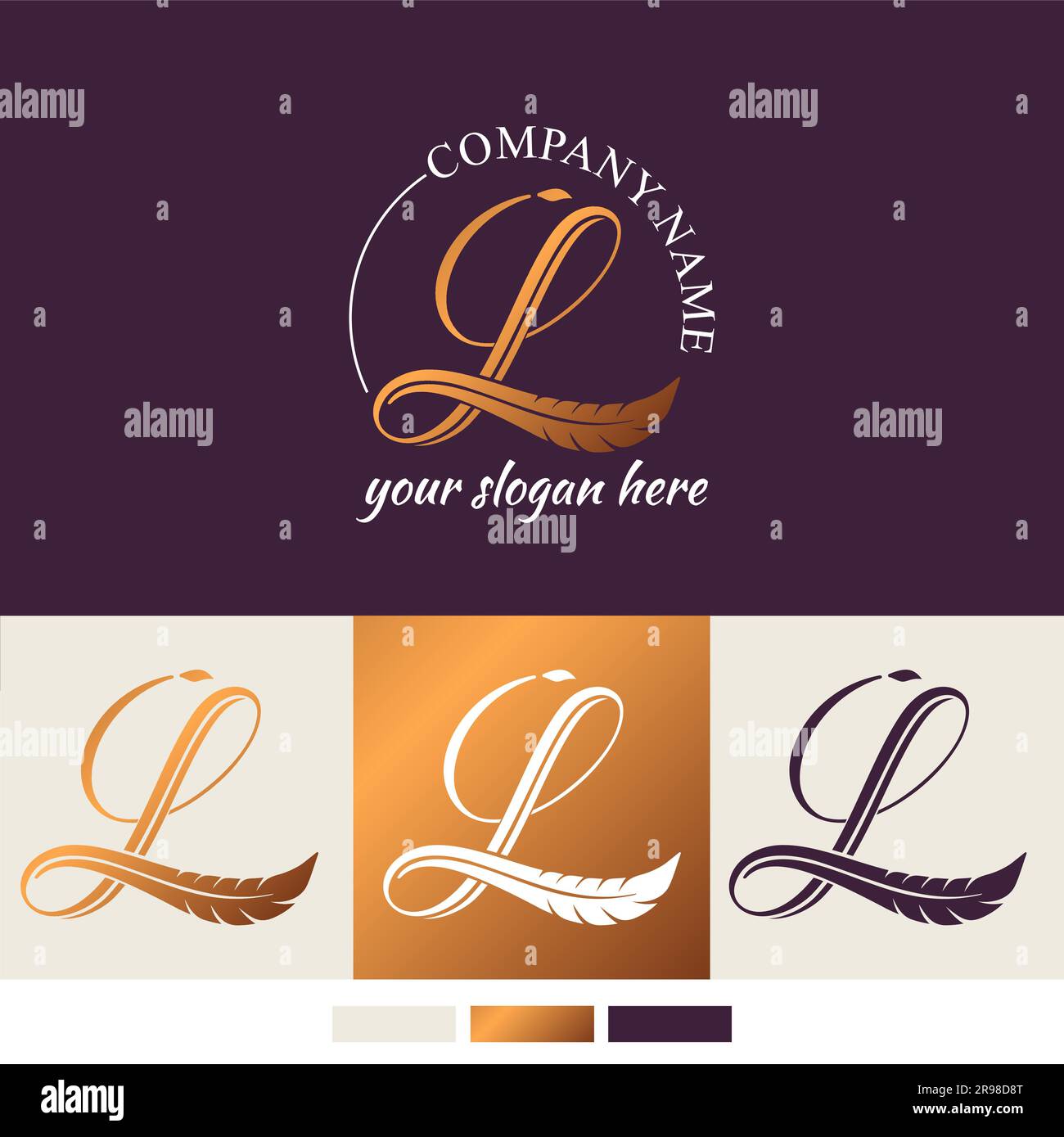 Luxury Monogram Letter L logo design, elegant - Stock