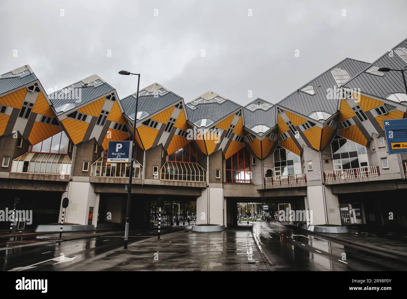Rotterdam, NL OCT 6, 2021 Cube houses, Kubuswoningen in Dutch, is an