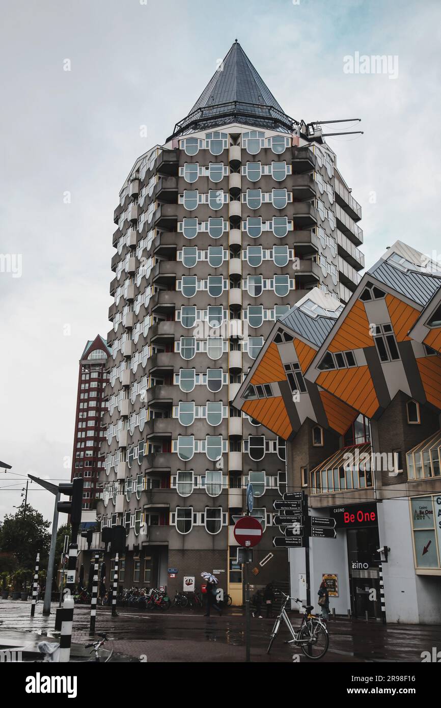 Rotterdam, NL OCT 6, 2021 Cube houses, Kubuswoningen in Dutch, is an