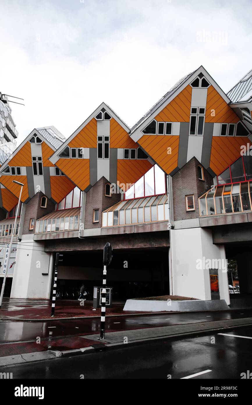 Rotterdam, NL OCT 6, 2021 Cube houses, Kubuswoningen in Dutch, is an