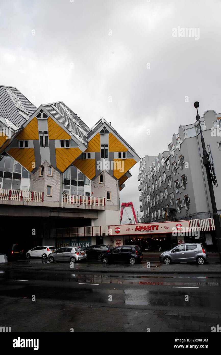 Rotterdam, NL OCT 6, 2021 Cube houses, Kubuswoningen in Dutch, is an
