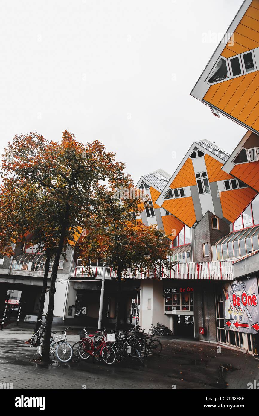 Rotterdam, NL OCT 6, 2021 Cube houses, Kubuswoningen in Dutch, is an
