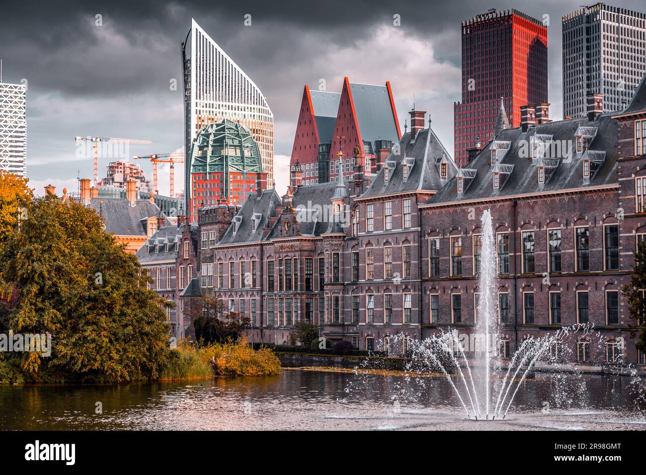 Modern skyline of The Hague with Hoftoren building