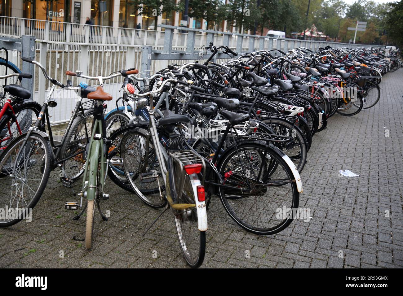 Rotterdam netherlands october 6 2021 lots of bikes parked on a
