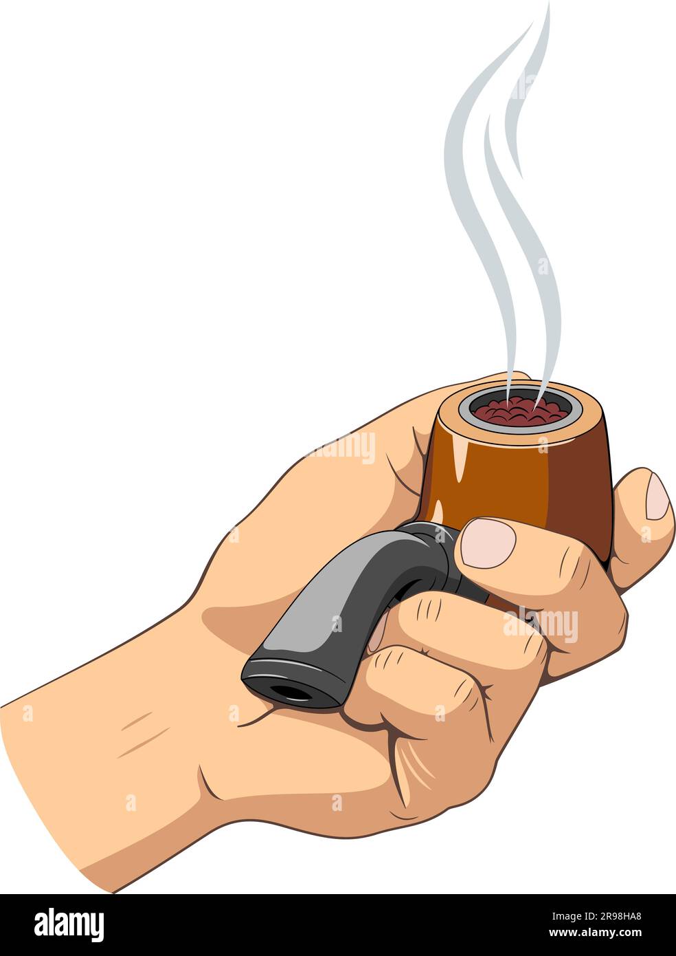 Male Hand Holding a Smoking Pipe. Vector Clipart. Stock Vector