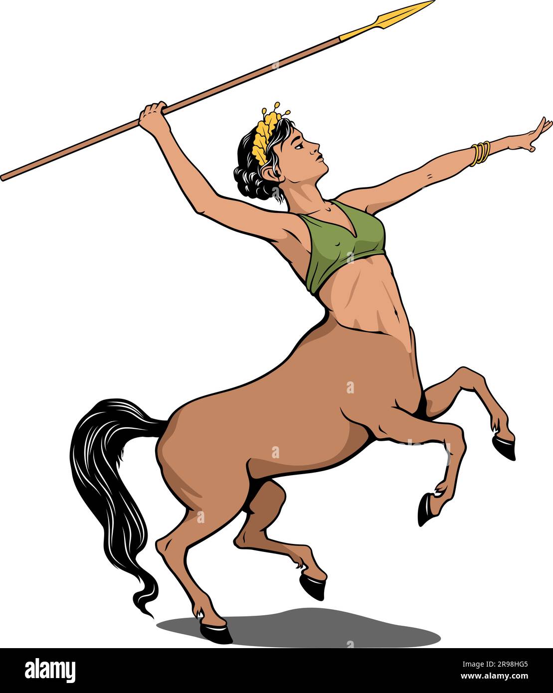Centaur woman with spear. Vector clipart isolated on white Stock Vector