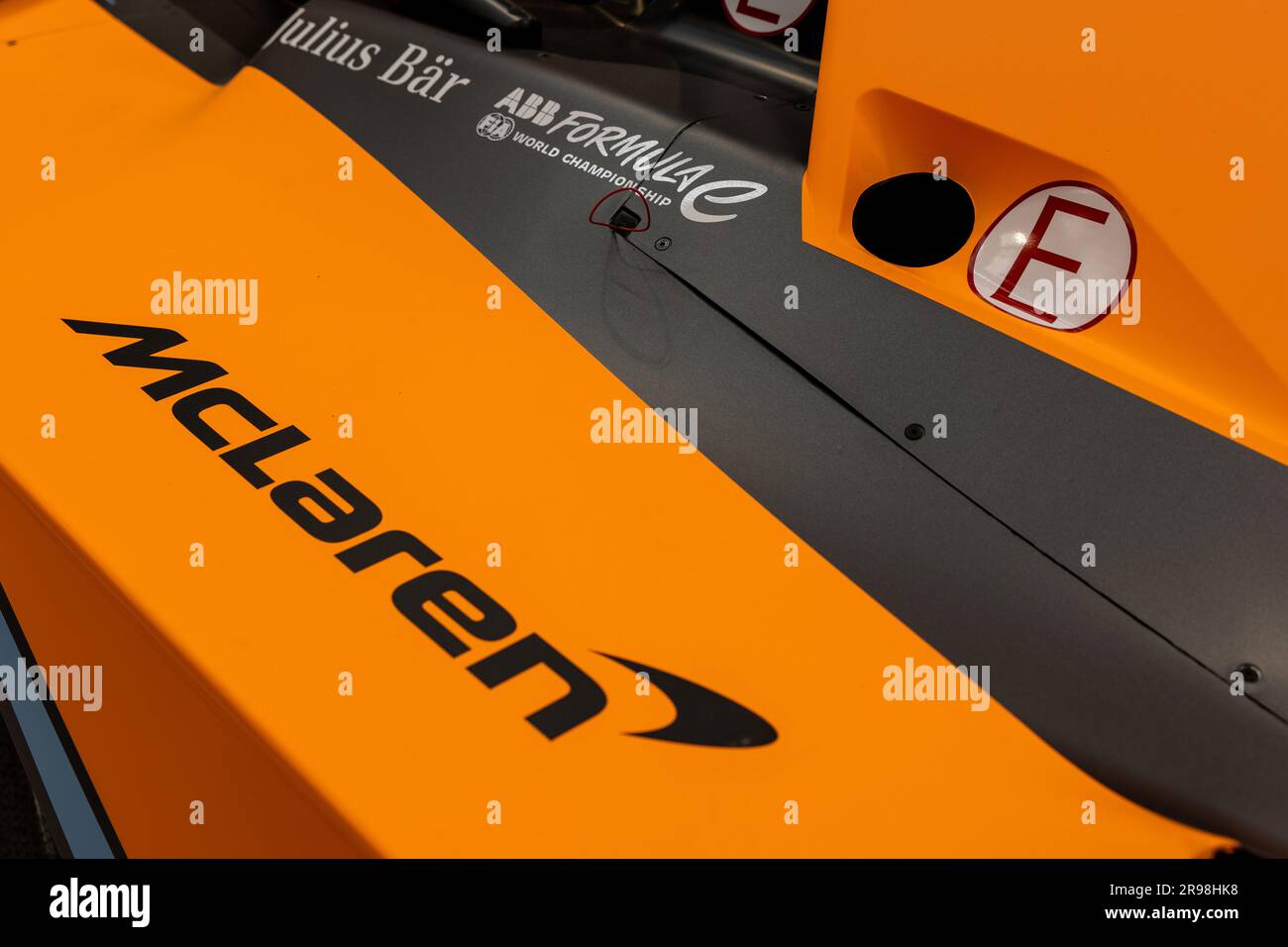 NEOM McLaren Formula E Electric Racing on display at the Bicester