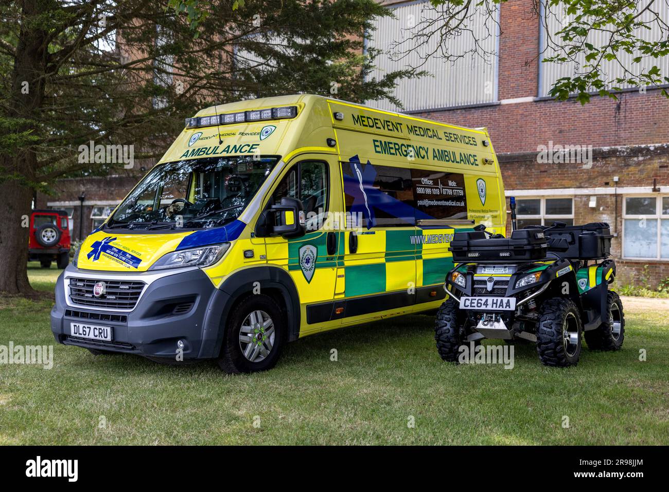 Medevent Medical Services - Emergency Ambulance & CF Moto CF800-2, on display at the 2023 Bicester Flywheel. Stock Photo