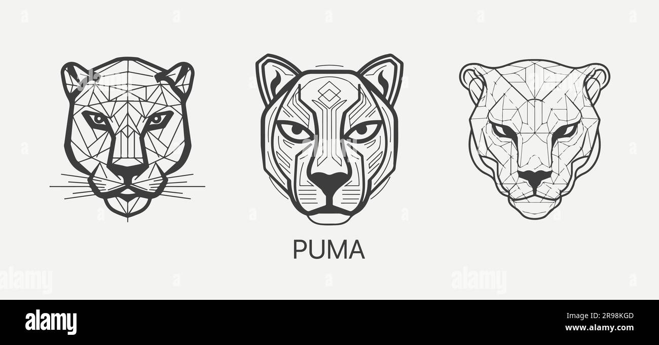 Modern abstract Puma or Jaguar head vector logo template. Line art wildcat  logotype Stock Vector Image & Art - Alamy