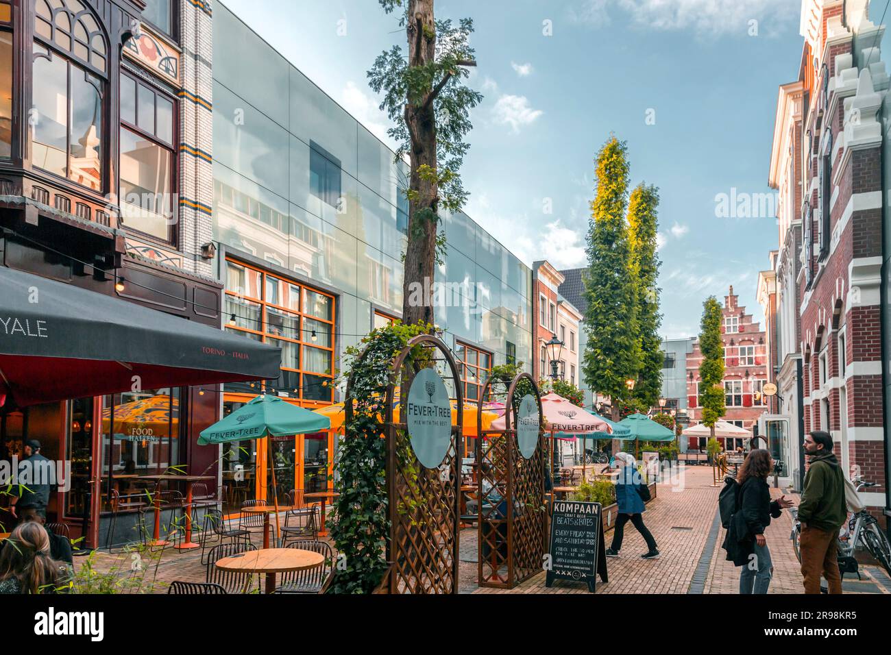 The Hague, Netherlands - OCT 7, 2021: Haagsche Bluf is a small shopping mall in The Hague, Netherlands. The renewed area merges modern and typical Dut Stock Photo