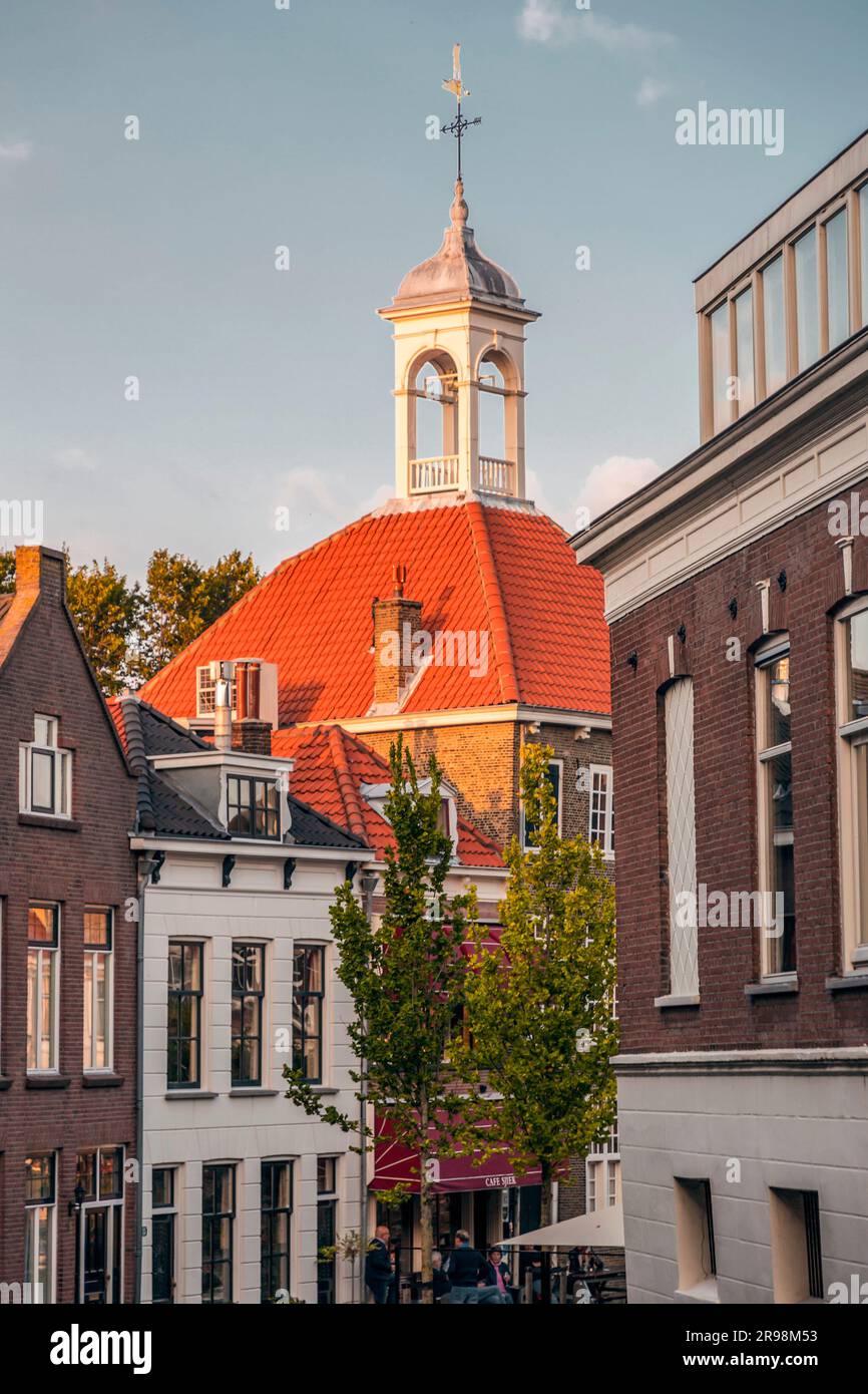 Schiedam, NL - OCT 8, 2021: Typical Dutch architecture and street view in Schiedam, the Netherlands. Stock Photo