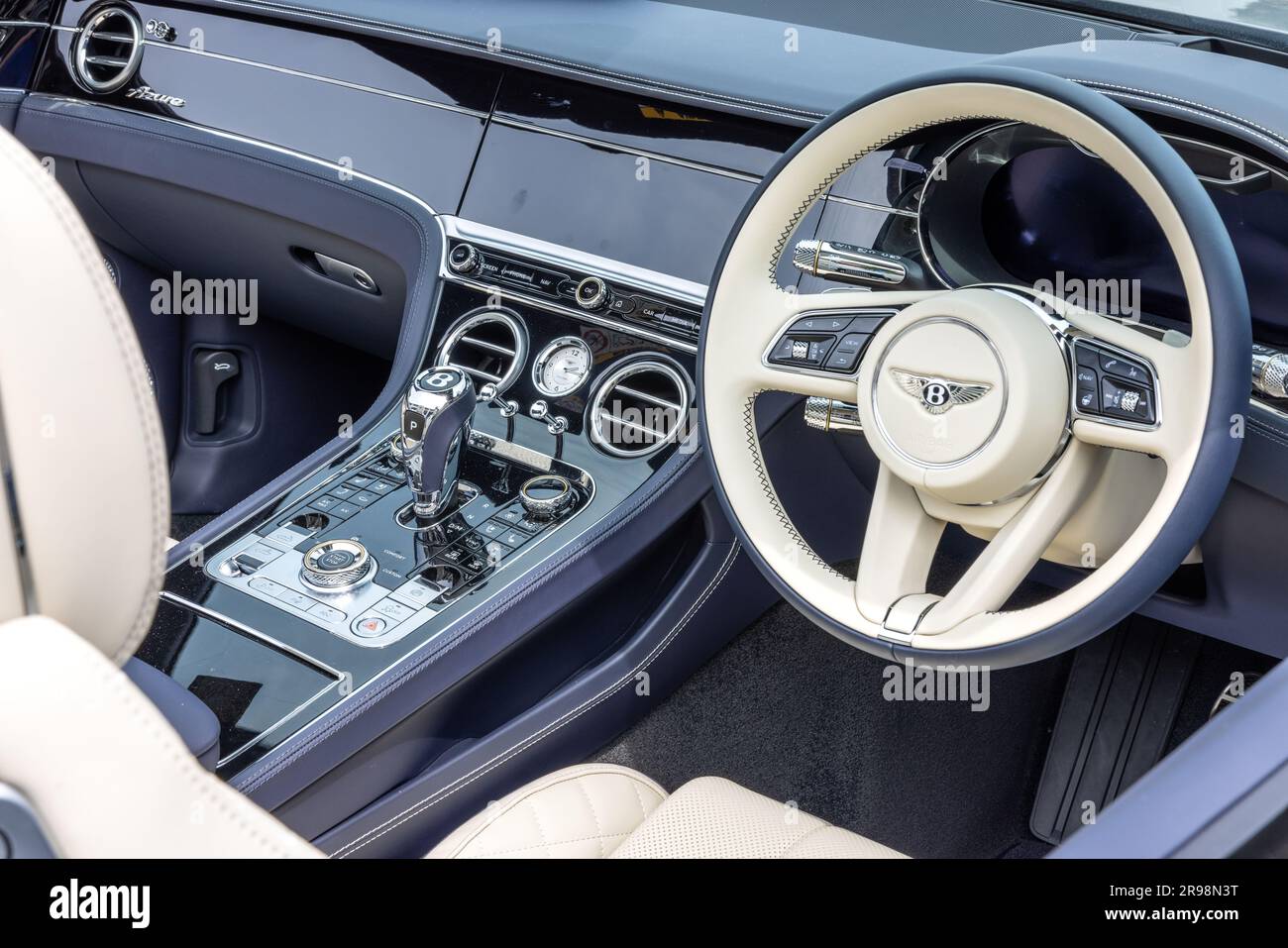 Bentley Continental GTC interior on display at the Bicester Flywheel held at the Bicester Heritage Centre on the 17th June 2023. Stock Photo
