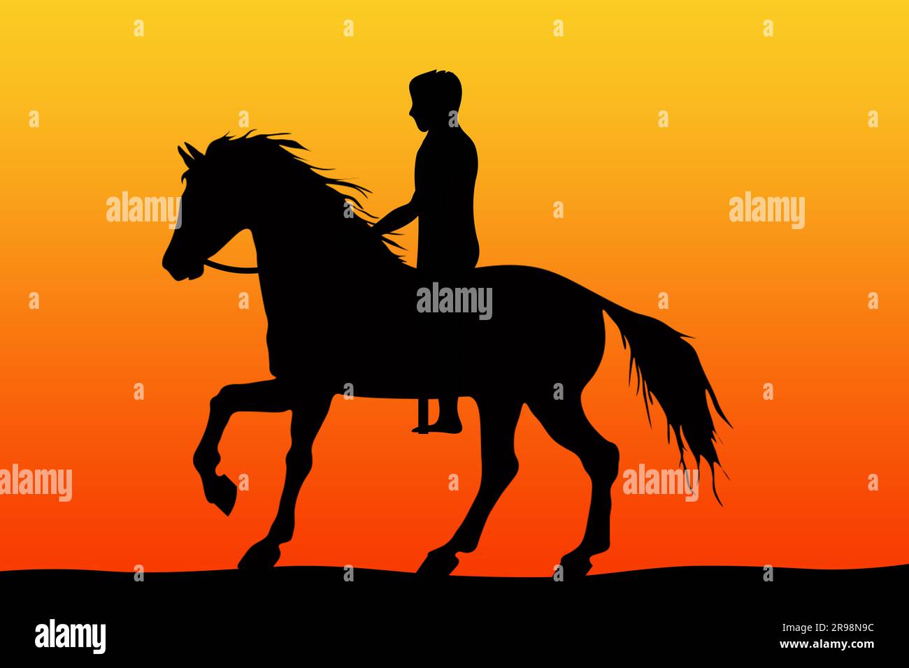 Horse Riding Silhouette Wallpaper Captivating Equestrian Illustration