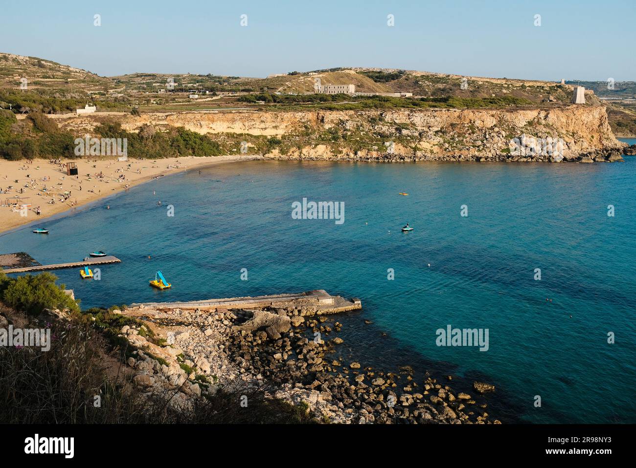 A view of the Golden Sands beach in Malta Stock Photo Alamy