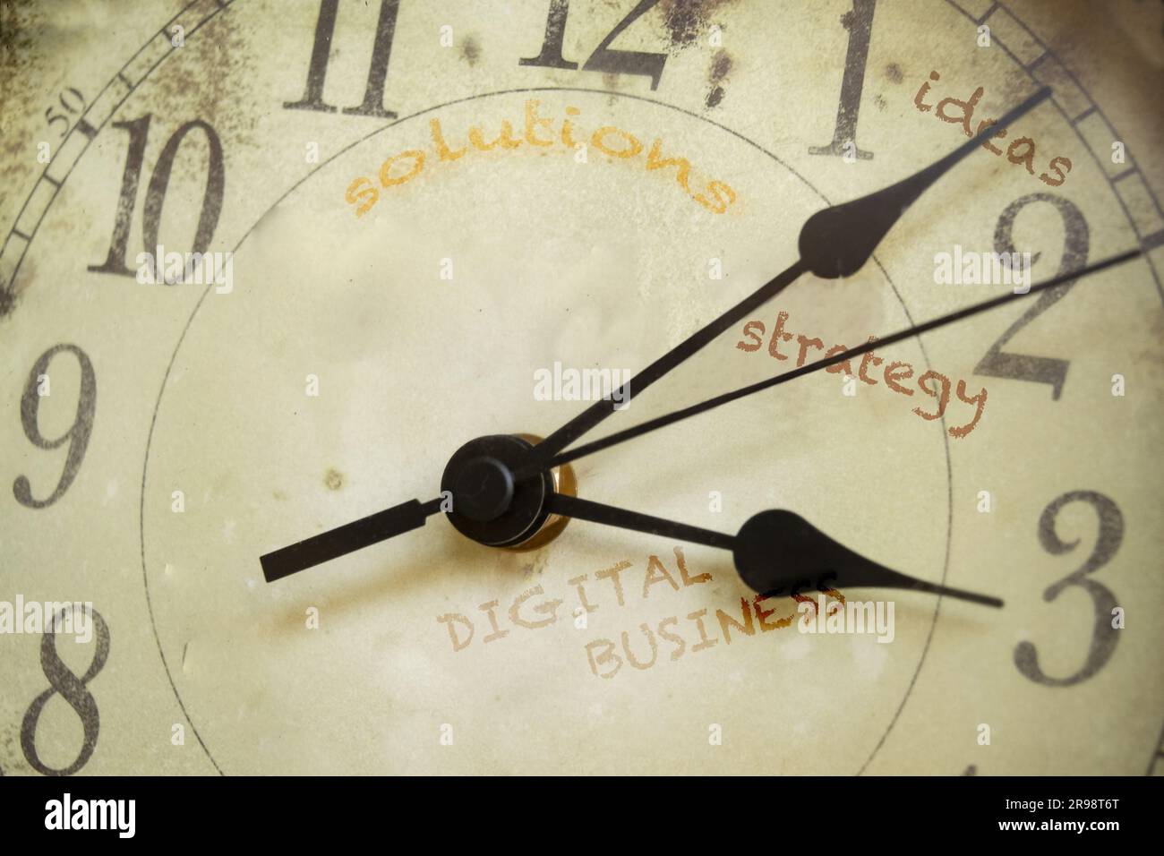 digital business idea with an old clock and the writtens on the face Stock Photo