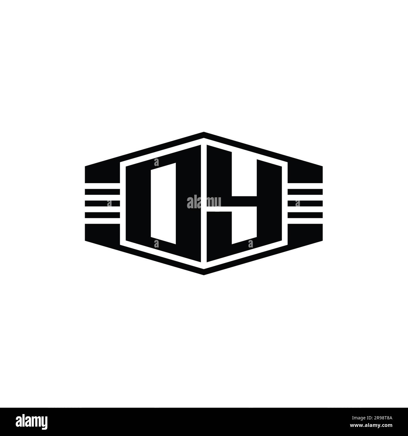 OY Letter Logo monogram hexagon emblem shape with stripes outline style ...