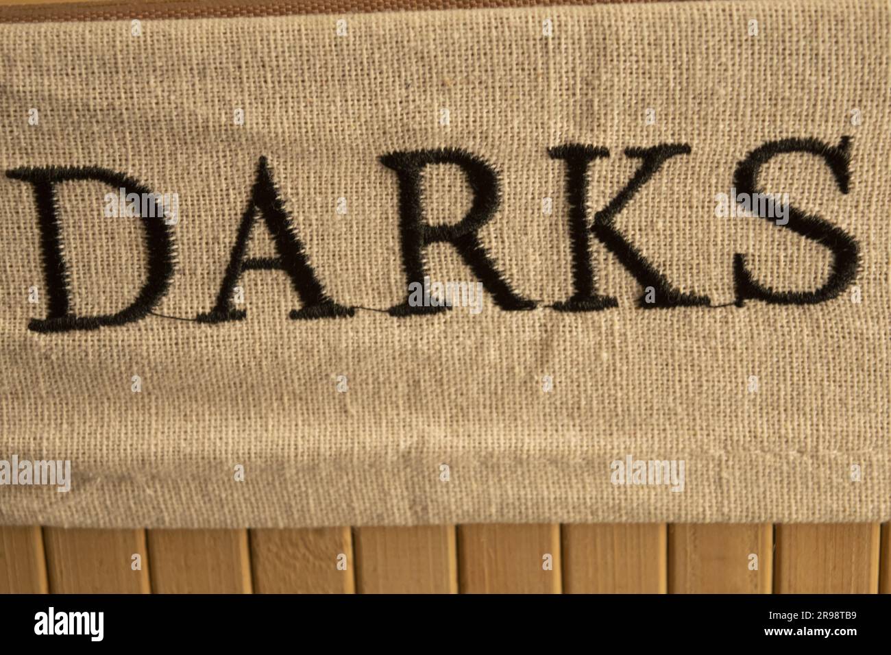 black writing darks on a juta canvas fabric Stock Photo