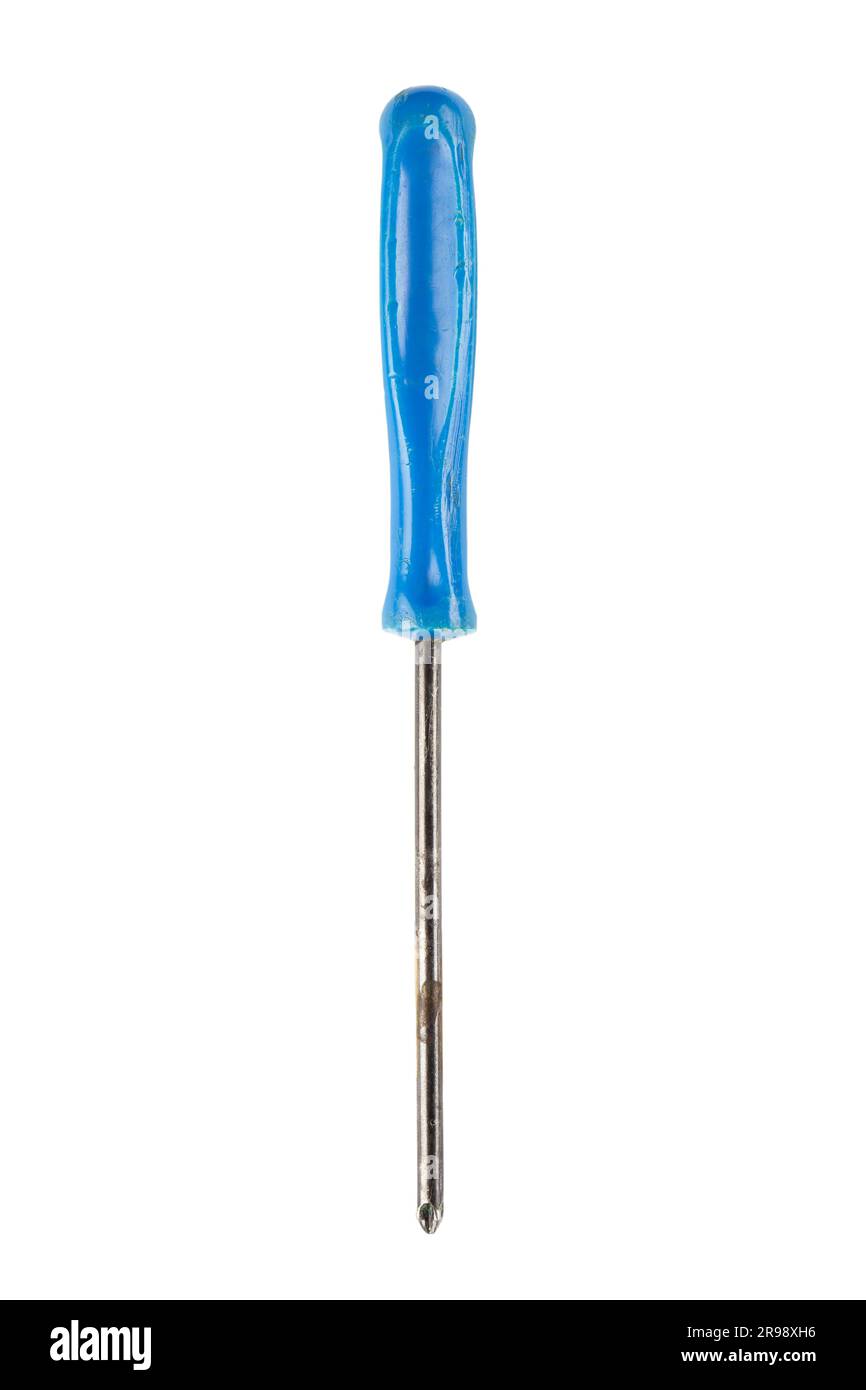 Blue flat head screwdriver isolated on white background. Work tool