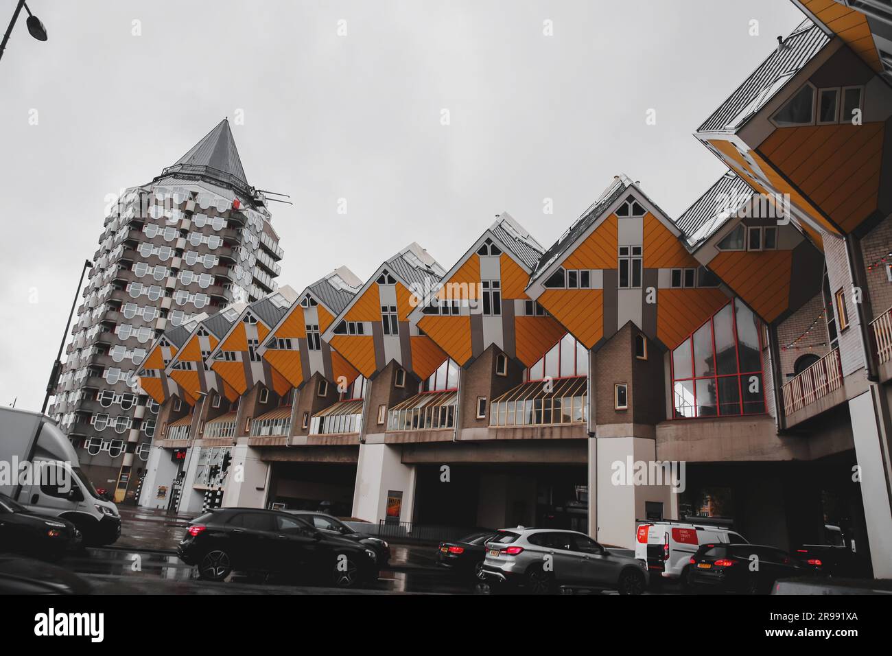 Rotterdam, NL OCT 6, 2021 Cube houses, Kubuswoningen in Dutch, is an