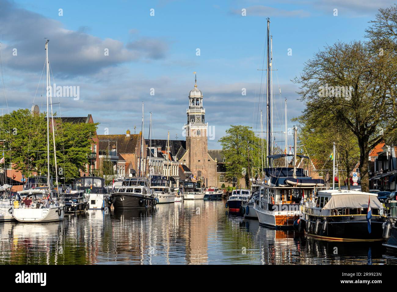 leisure boats in the port of Lemmer, Netherlands Stock Photo