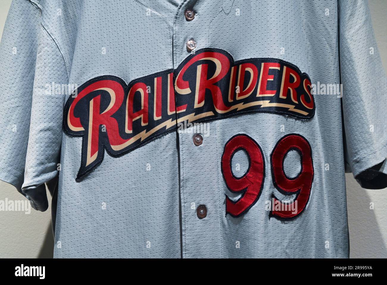 Photo by: NDZ/STAR MAX/IPx 2023 6/24/23 Aaron Judge 2016  Scranton/Wilkes-Barre RailRiders Game Worn Jersey on display as part of  'Sports Memorabilla Part II' auction at Sotheby's in New York City Stock  Photo 